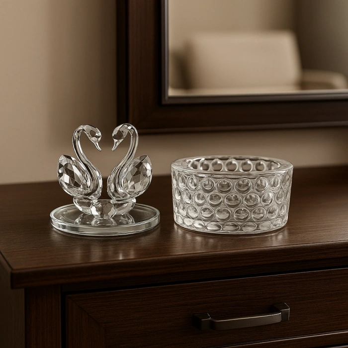 KRİSTAL İKİ KUĞULU TAKI TOKA KUTUSU 12X8