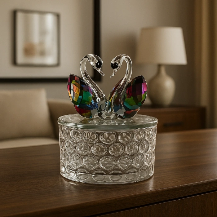 KRİSTAL İKİ KUĞULU TAKI TOKA KUTUSU 12X8