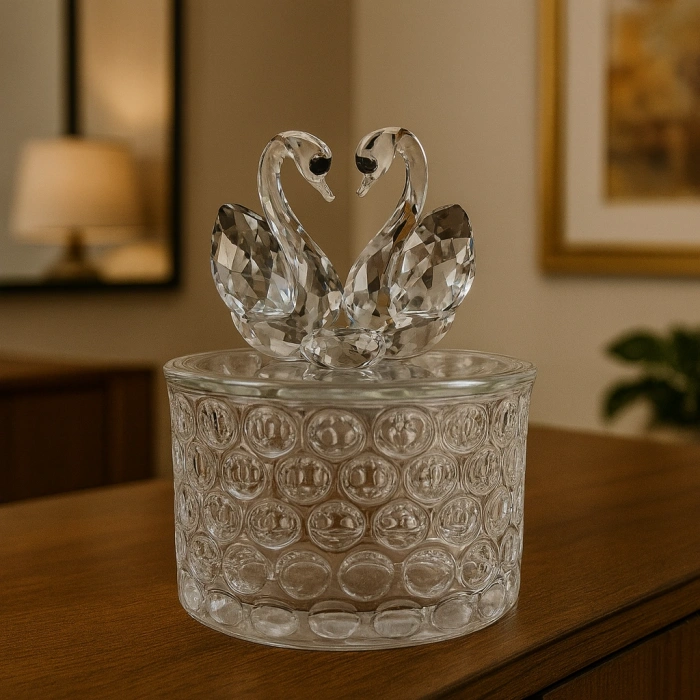 KRİSTAL İKİ KUĞULU TAKI TOKA KUTUSU 12X8