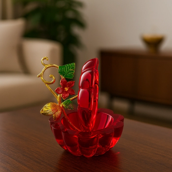 KRİSTAL KELEBEKLİ DEKORATİF KAPAKLI OBJE 10X8