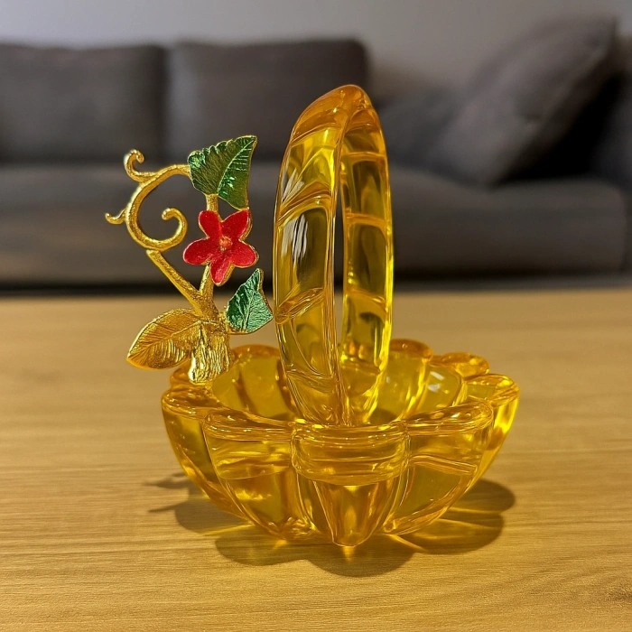 KRİSTAL KELEBEKLİ DEKORATİF KAPAKLI OBJE 10X8