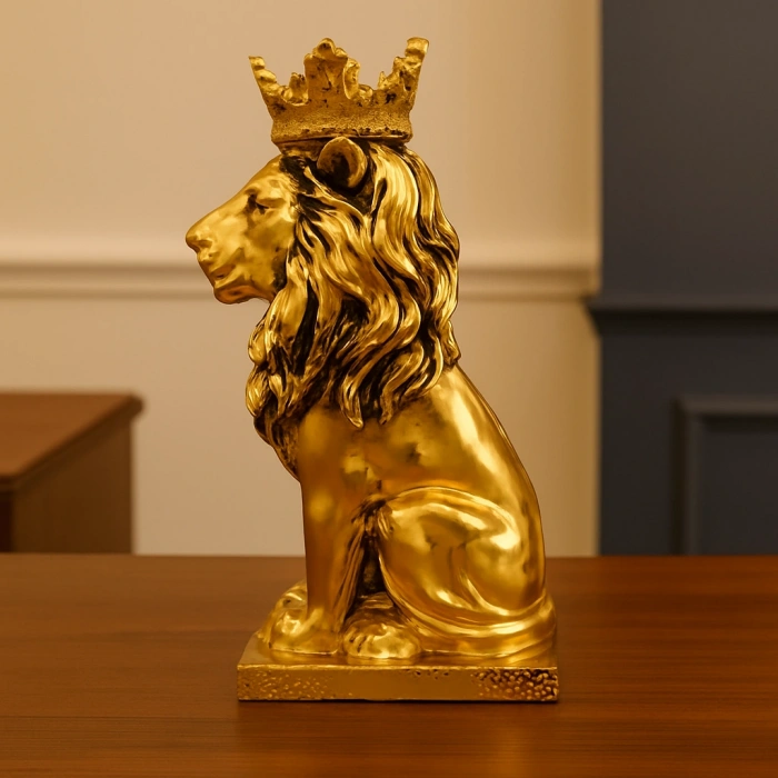 TAÇLI OTURAN ASLAN FİGÜRÜ POLYESTER 34X14