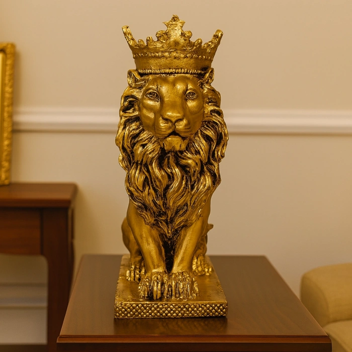 TAÇLI OTURAN ASLAN FİGÜRÜ POLYESTER 34X14