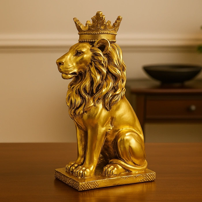 TAÇLI OTURAN ASLAN FİGÜRÜ POLYESTER 34X14