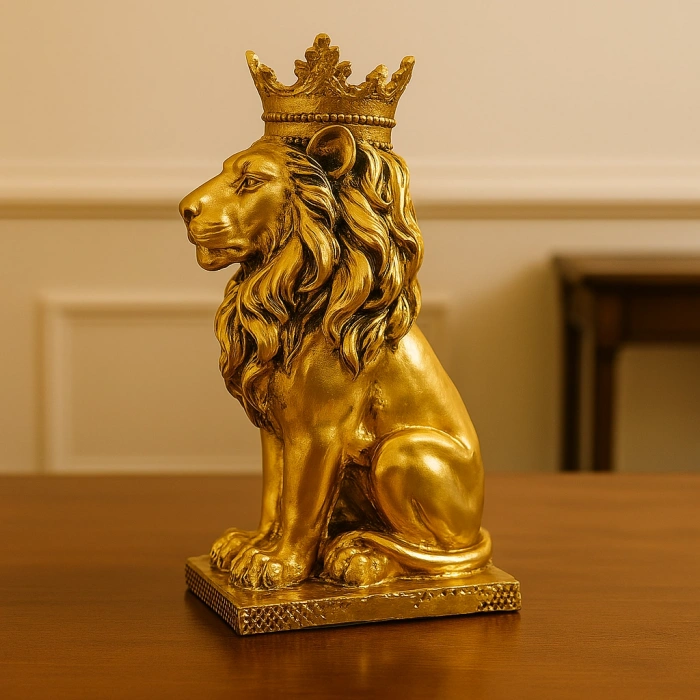 TAÇLI OTURAN ASLAN FİGÜRÜ POLYESTER 34X14