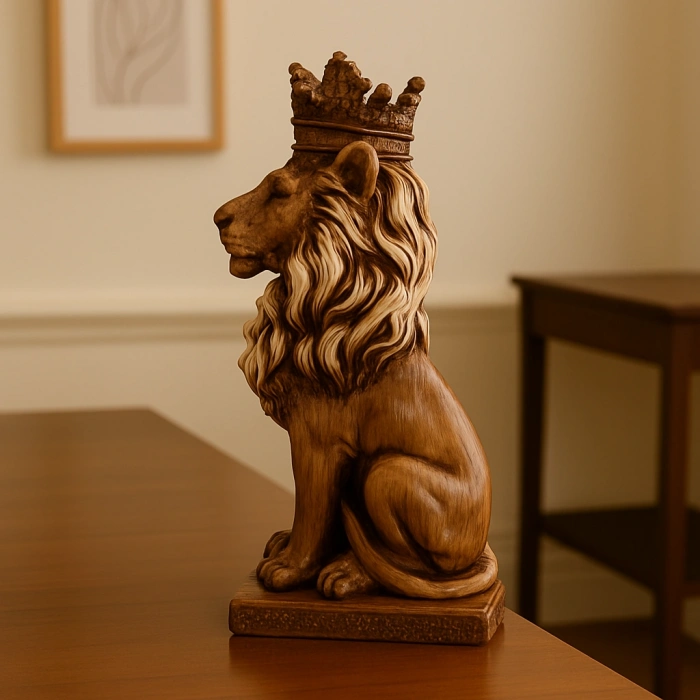 TAÇLI OTURAN ASLAN FİGÜRÜ POLYESTER 34X14