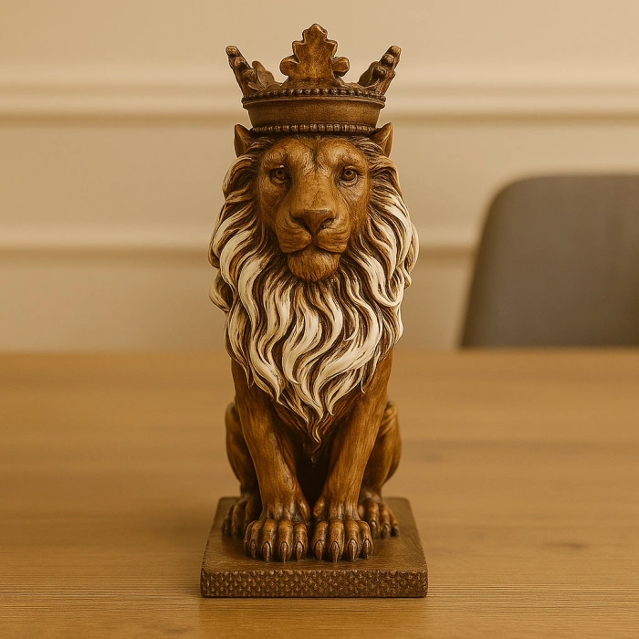 TAÇLI OTURAN ASLAN FİGÜRÜ POLYESTER 34X14