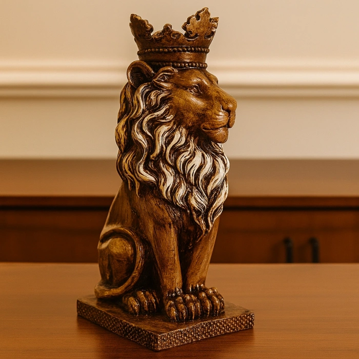 TAÇLI OTURAN ASLAN FİGÜRÜ POLYESTER 34X14