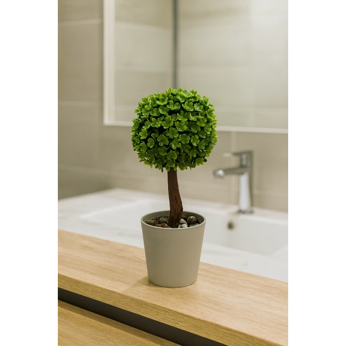 Dekoratif Mini Yapay Topiary – Plastik Saksılı – 10*10*20 cm