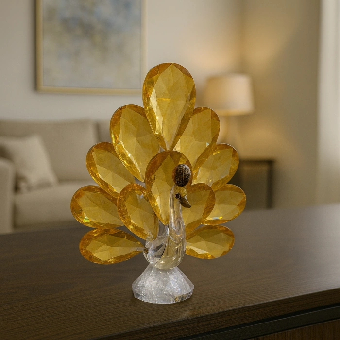 GOLD TAVUS KUŞU KRİSTAL CAM KB 9x12