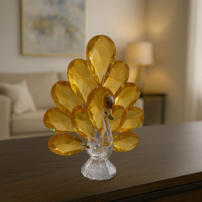 GOLD TAVUS KUŞU KRİSTAL CAM KB 9x12