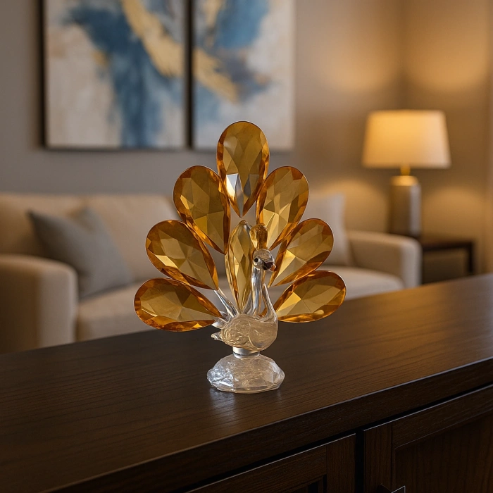 GOLD TAVUS KUŞU KRİSTAL CAM KB 9x12