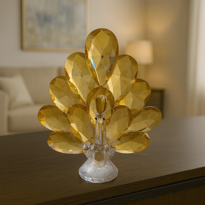 GOLD TAVUS KUŞU KRİSTAL CAM KB 9x12