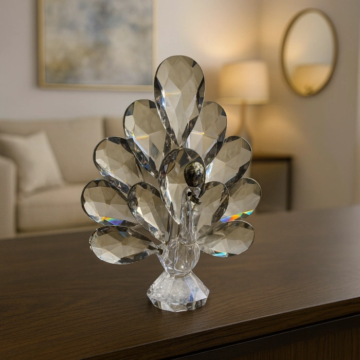 GÜMÜŞ TAVUS KUŞU KRİSTAL CAM KB 9x12