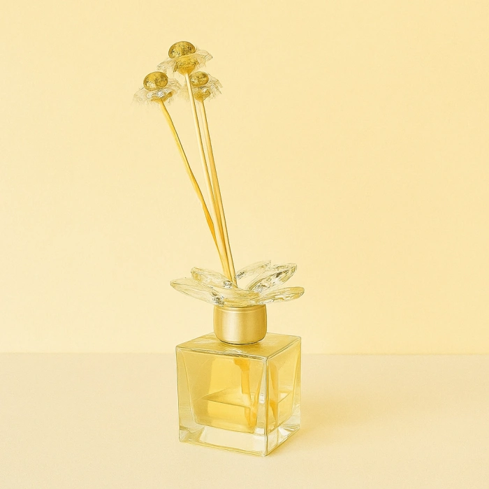 KRİSTAL KOKU ŞİŞESİ ÇUBUKLU ÇİÇEK TAŞLA SÜSLENMİŞ 25X8