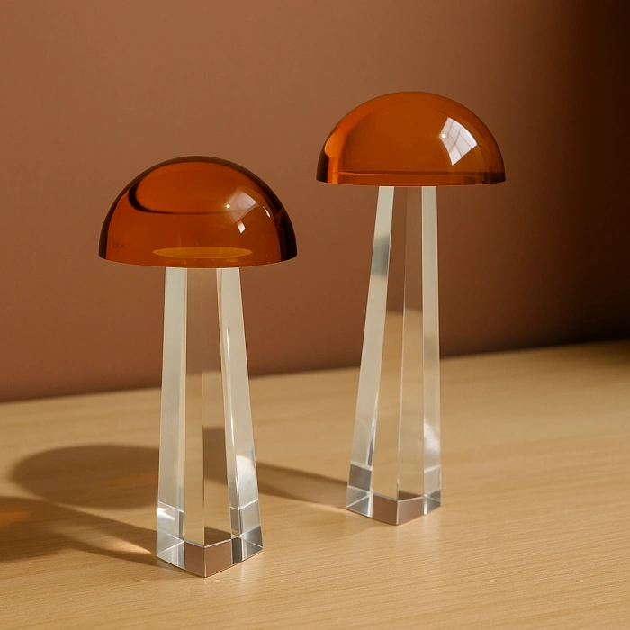 KRİSTAL MANTAR İKİLİ DEKORATİF OBJE 20X9