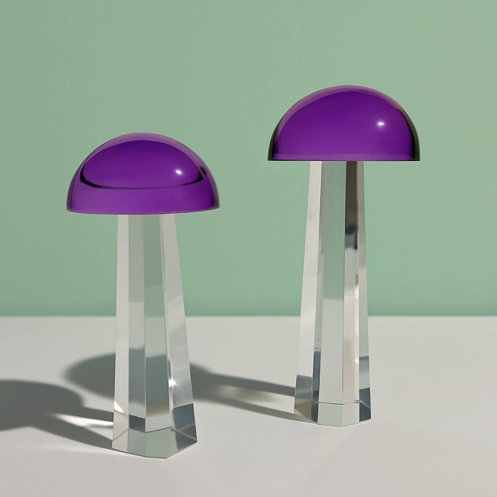 KRİSTAL MANTAR İKİLİ DEKORATİF OBJE 20X9