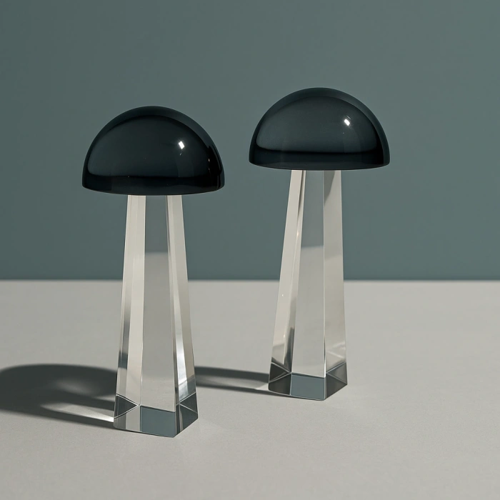 KRİSTAL MANTAR İKİLİ DEKORATİF OBJE 20X9