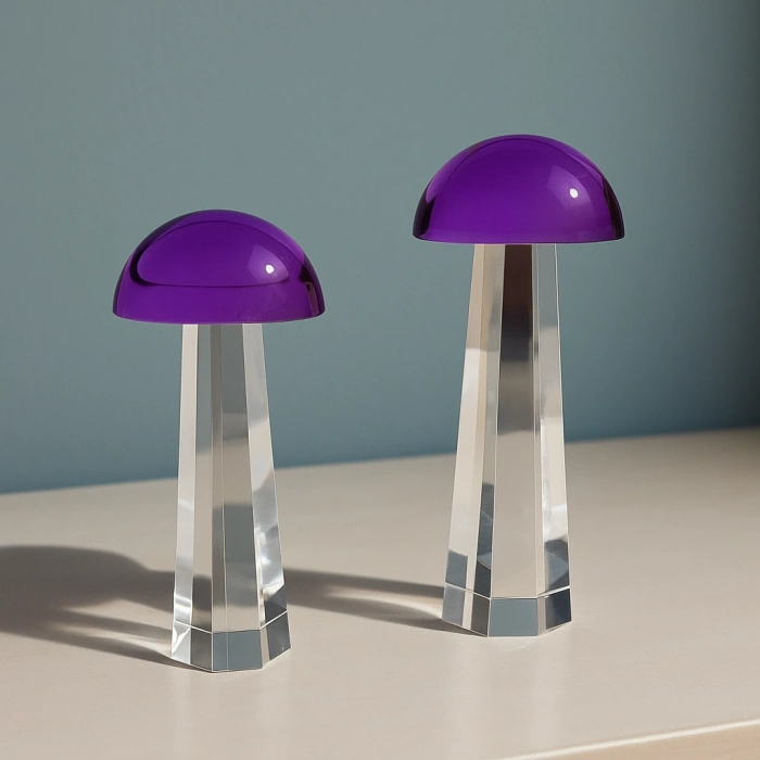 KRİSTAL MANTAR İKİLİ DEKORATİF OBJE 20X9