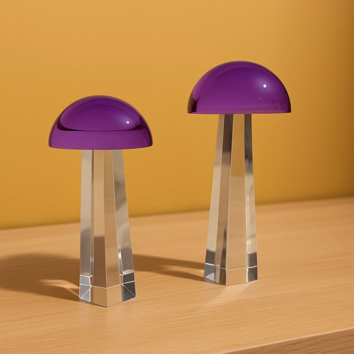 KRİSTAL MANTAR İKİLİ DEKORATİF OBJE 20X9