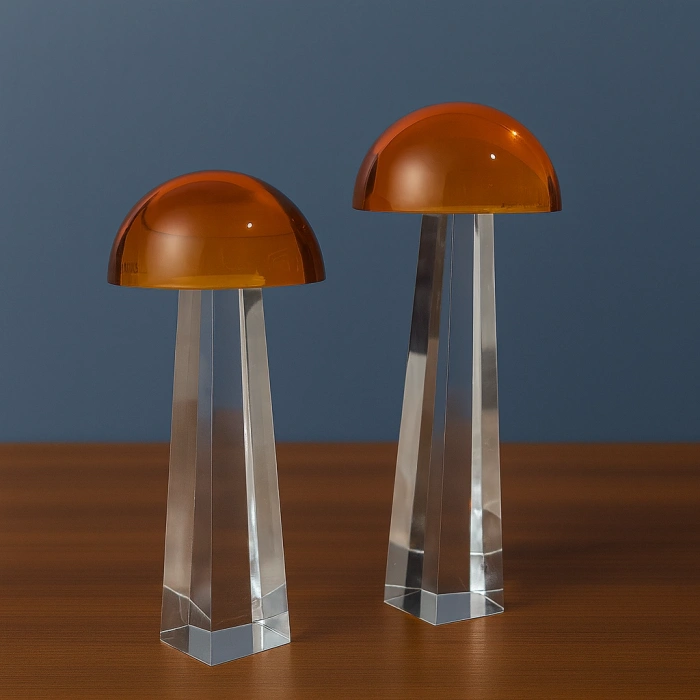 KRİSTAL MANTAR İKİLİ DEKORATİF OBJE 20X9