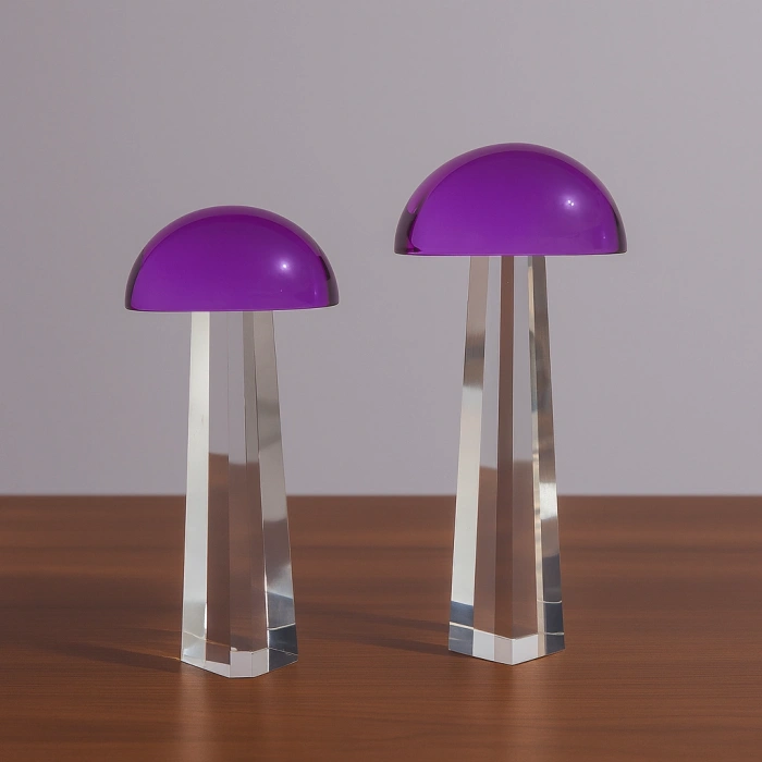 KRİSTAL MANTAR İKİLİ DEKORATİF OBJE 20X9