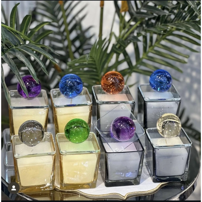 KÜRE KAPAKLI CAM MUMLUK 14X8