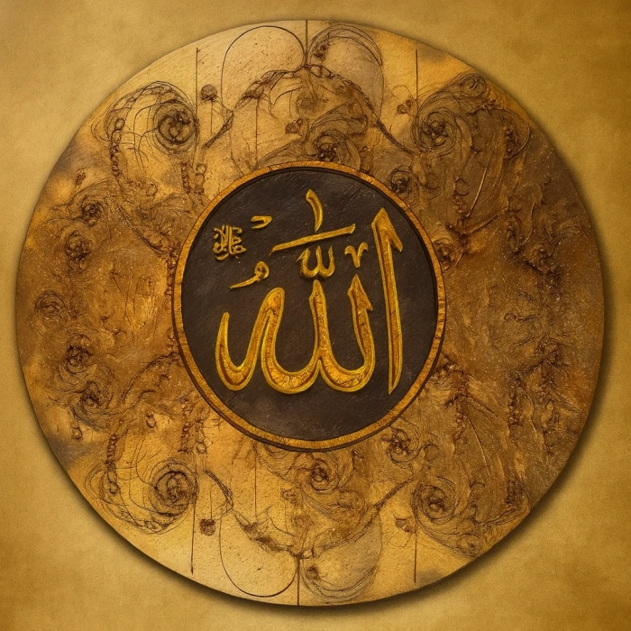 ALLAH LAFZI YAZILI TABLO ÇERÇEVESİZ 80X80
