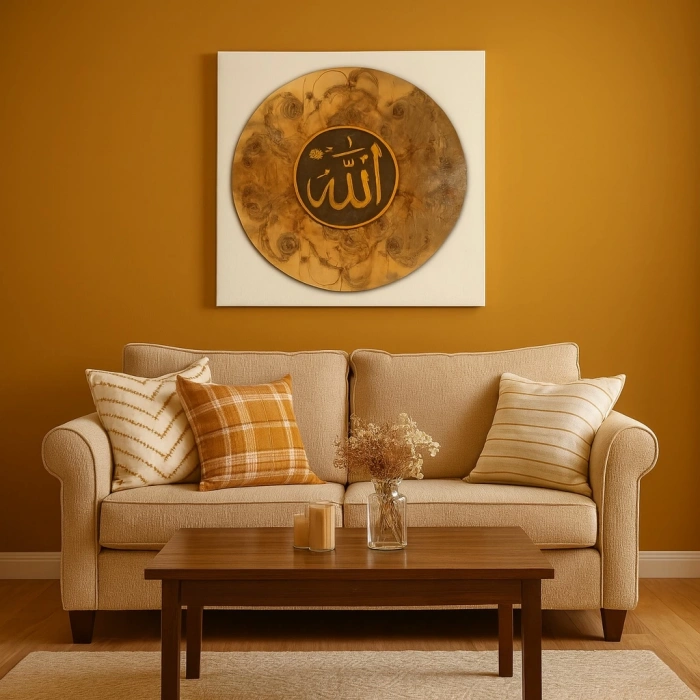 ALLAH LAFZI YAZILI TABLO ÇERÇEVESİZ 80X80
