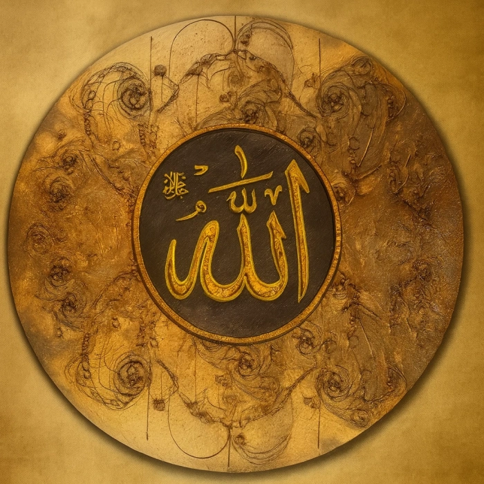 ALLAH LAFZI YAZILI TABLO ÇERÇEVESİZ 80X80