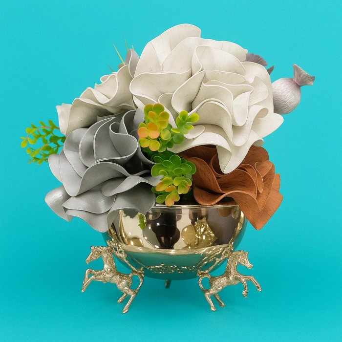 YAPAY ÇİÇEKLİ AT AYAKLI VAZO 45X31