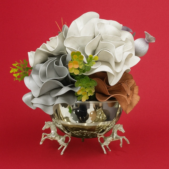 YAPAY ÇİÇEKLİ AT AYAKLI VAZO 45X31