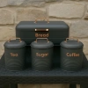 4 LÜ MUTFAK SETİ EKMEKLİKÇAY KAHVE ŞEKERLİK GRİ 43x20