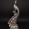 GÜMÜŞ KRİSTAL KUYRUKLU TAVUSKUŞU DEKOR HEYKEL 50x22 CM