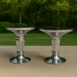 AYAĞI KRİSTAL PAŞABAHÇE CAM SEHPA 2 Lİ GÜMÜŞ 70x47