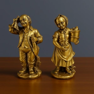 KÖYLÜ AMCA VE TEYZE GÜMÜŞ VE GOLD DEKORATİF BİBLOLAR 20X10