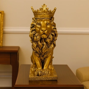 TAÇLI OTURAN ASLAN FİGÜRÜ POLYESTER 34X14