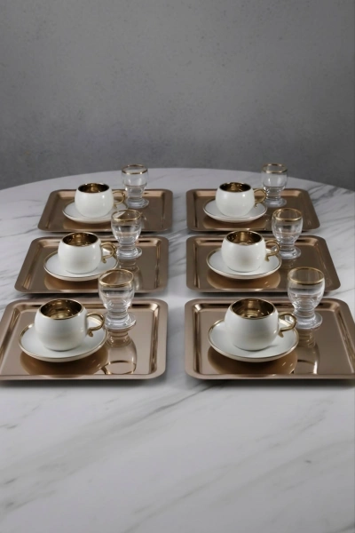 Paslanmaz Çelik 6 Adet Kare Rose Sunum Servis Tepsisi