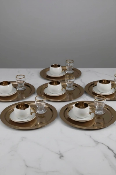 Paslanmaz Çelik 6 Adet Yuvarlak Rose Sunum Servis Tepsisi