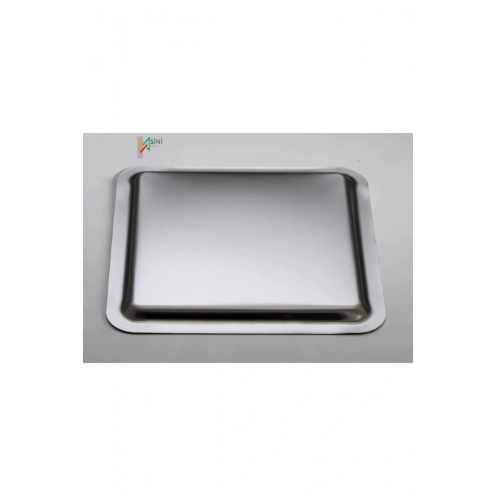 Zeytin Dalı Aksesuarlı Paslanmaz Çelik 2 Adet Kare Pembe Lüx Kahve,Çay Sunum Servis Tepsisi