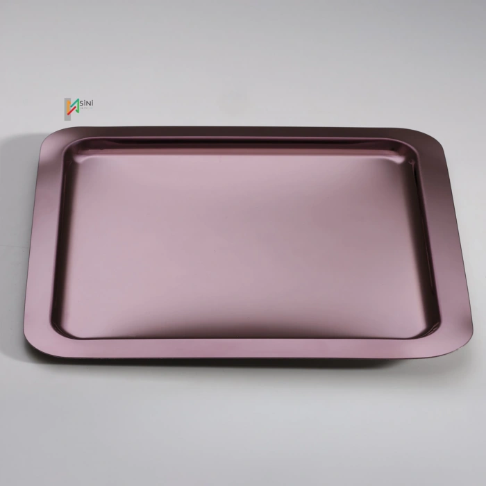 Paslanmaz Çelik 6 Adet Kare Bakır Sunum Servis Tepsisi