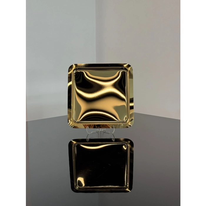 Paslanmaz Çelik 6 Adet Kare Gold Sunum Servis Tepsisi