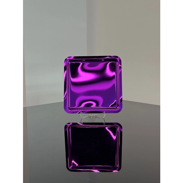 Paslanmaz Çelik 6 Adet Kare Pembe Sunum Servis Tepsisi