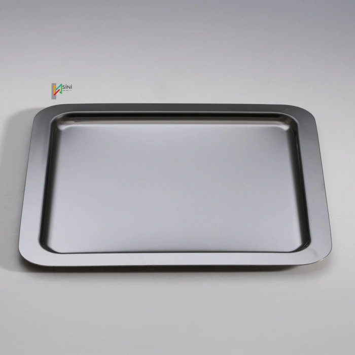 Paslanmaz Çelik 6 Adet Kare Siyah Sunum Servis Tepsisi