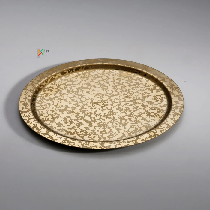 Paslanmaz Çelik 6 Adet Yuvarlak desenli Gold AD-08 Sunum Servis Tepsisi