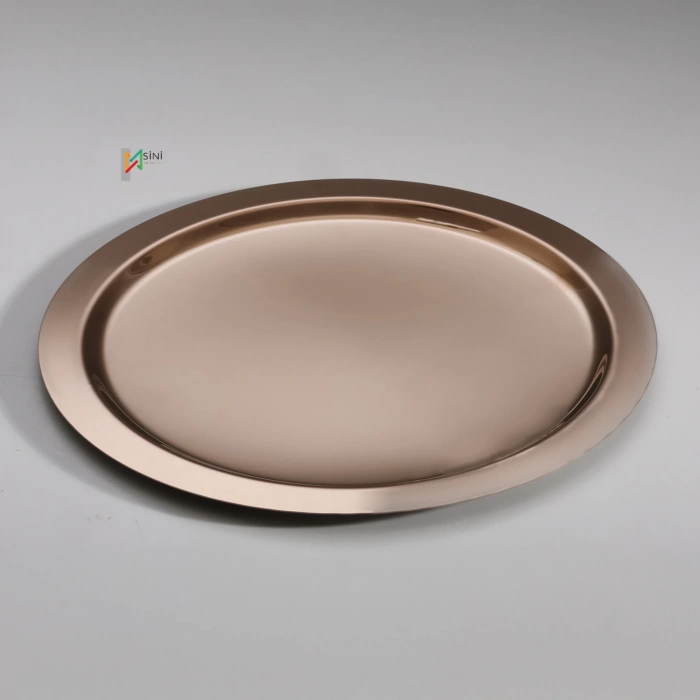 Paslanmaz Çelik 6 Adet Yuvarlak Rose Sunum Servis Tepsisi