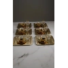 Paslanmaz Çelik 6 Adet Kare Gold Sunum Servis Tepsisi