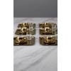 Taşlı Kelebek Aksesuarlı Paslanmaz Çelik Kare 6’lı Gold Kahve, Çay, Dekoratif Sunum Servis Tepsi