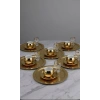 Paslanmaz Çelik 6 Adet Yuvarlak desenli Gold AD-08 Sunum Servis Tepsisi