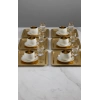 Paslanmaz Çelik 6 Adet Kare Desenli Gold AD-15 Sunum Servis Tepsisi